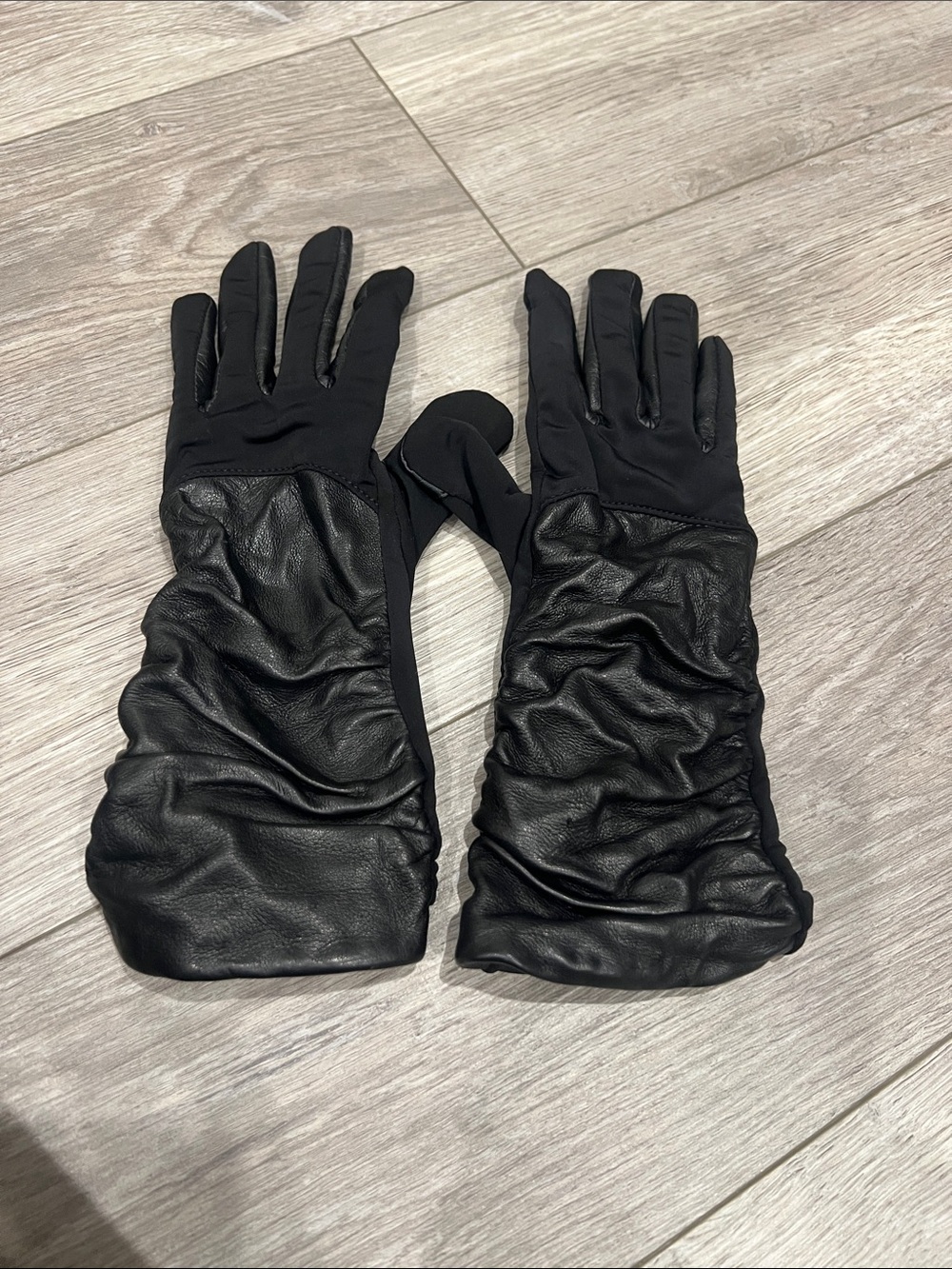 NEW! Women's Black Leather Long Gloves - Sleek Evening Gloves
